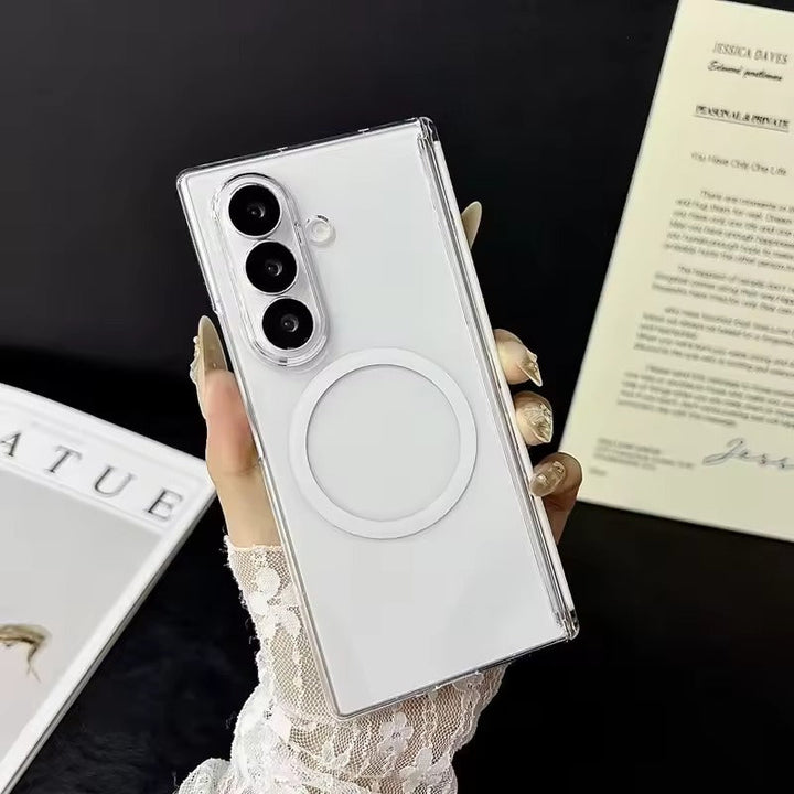 Samsung Galaxy Z Fold Series Magnetic Transparent Case with Hinge Protection