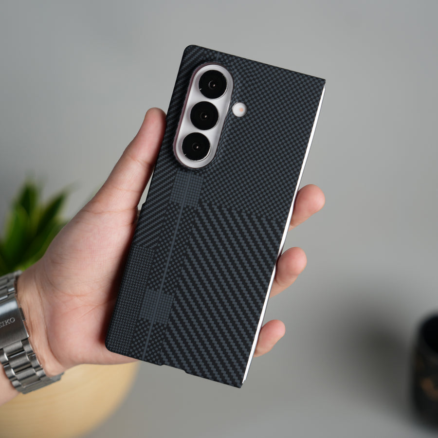 FRATO Fold 7 Collection Galaxy Z Fold 7 Carbon Fiber Texture Design Hard Pc MagSafe Case Cover BlackMix Design