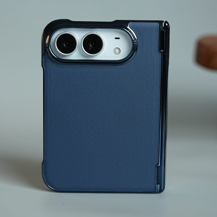 Leather Texture Case for iPhone Duo with Chrome Side | MagSafe Compatible | Hinge Protection