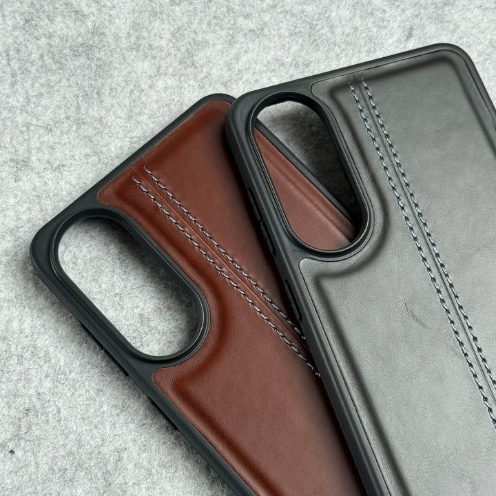 Samsung Galaxy S25 Edge PU Leather Middle Stitch Case Cover