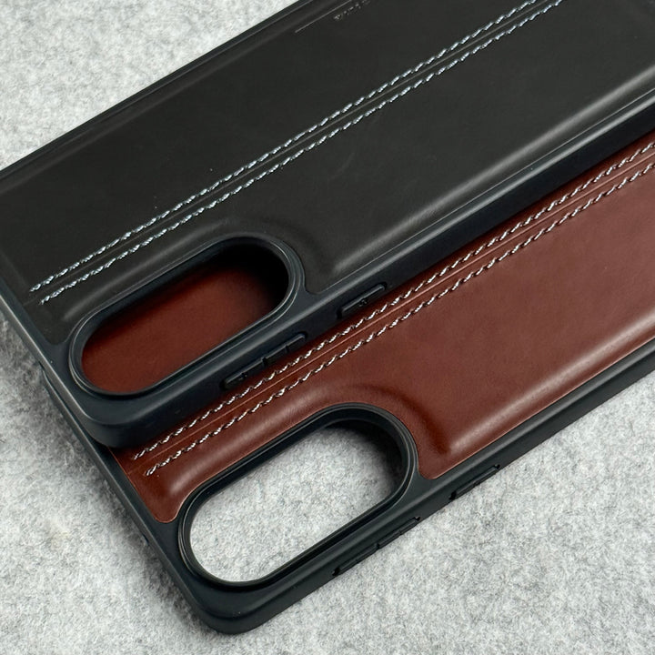Samsung Galaxy S25 Edge PU Leather Middle Stitch Case Cover