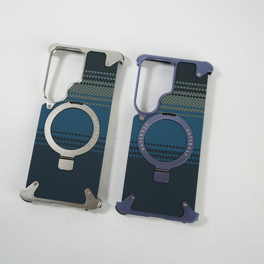 FRATO Aeroflex Metal Galaxy S26 Ultra Premium Aramid Fiber Texture Frameless Metal Kickstand Case