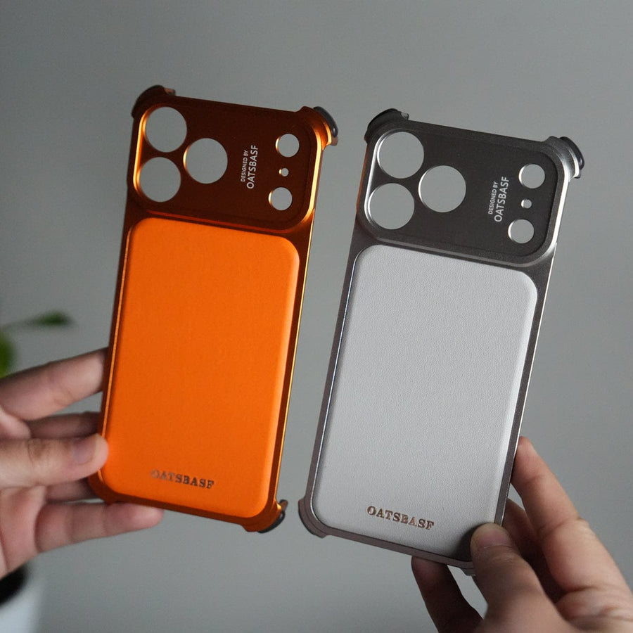 FRATO Aeroflex Metal iPhone 17 Pro Max Premium Aluminum Metal Frame Case | Shockproof Corners | Luxury Leather Shells MagSafe Cover