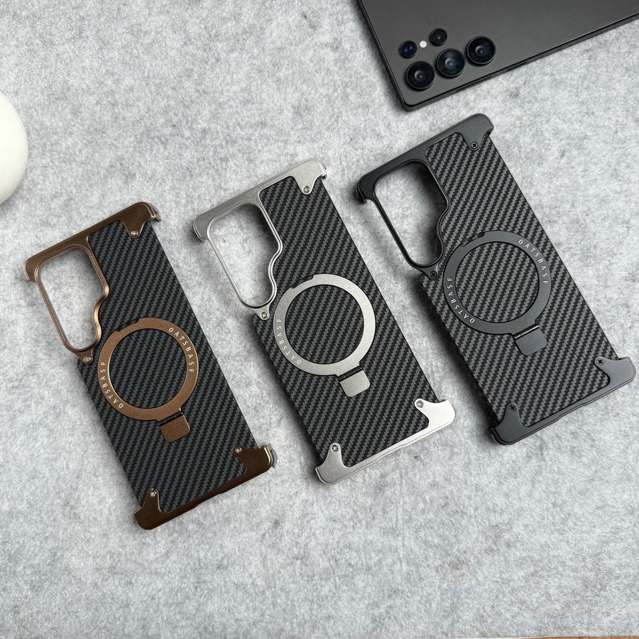 FRATO Aeroflex Metal Samsung Galaxy Ultra Series Carbon Texture Frameless Metal Kickstand Case