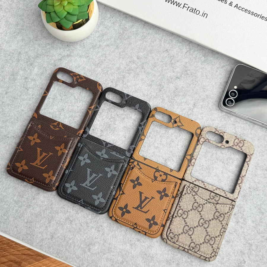 FRATO Flip 6 Collection Samsung Galaxy Z Flip 6 Premium Luxury Brand Leather Card Holder Case Cover