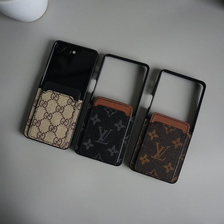 FRATO Flip 7 Collections Galaxy Z Flip 7 Luxury Brand Leather Card Holder Case | Slim Wallet Back Cover
