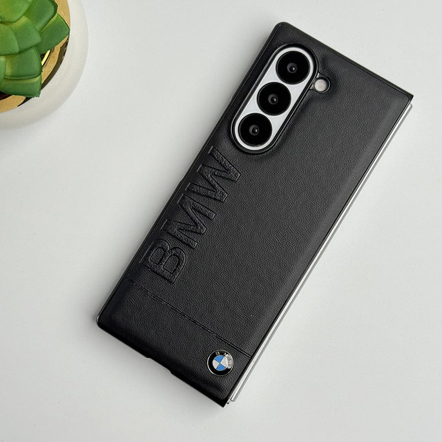 FRATO Fold 6 Collection Samsung Galaxy Z Fold 6 BMW Corner Logo Leather Case Cover