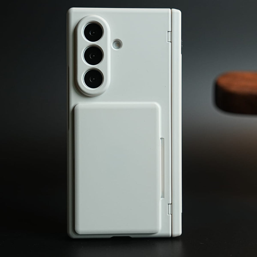 FRATO Fold 7 Collection White Premium Silk Matte Case for Samsung Galaxy Z Fold 7 | Built-In Card Holder & Hinge Protection