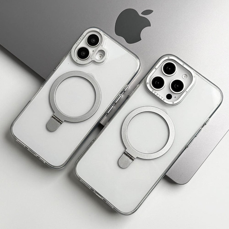 FRATO iPhone 16 Series iPhone 16 Series Clear Cover With Metal Stand and Metal Camera Bump