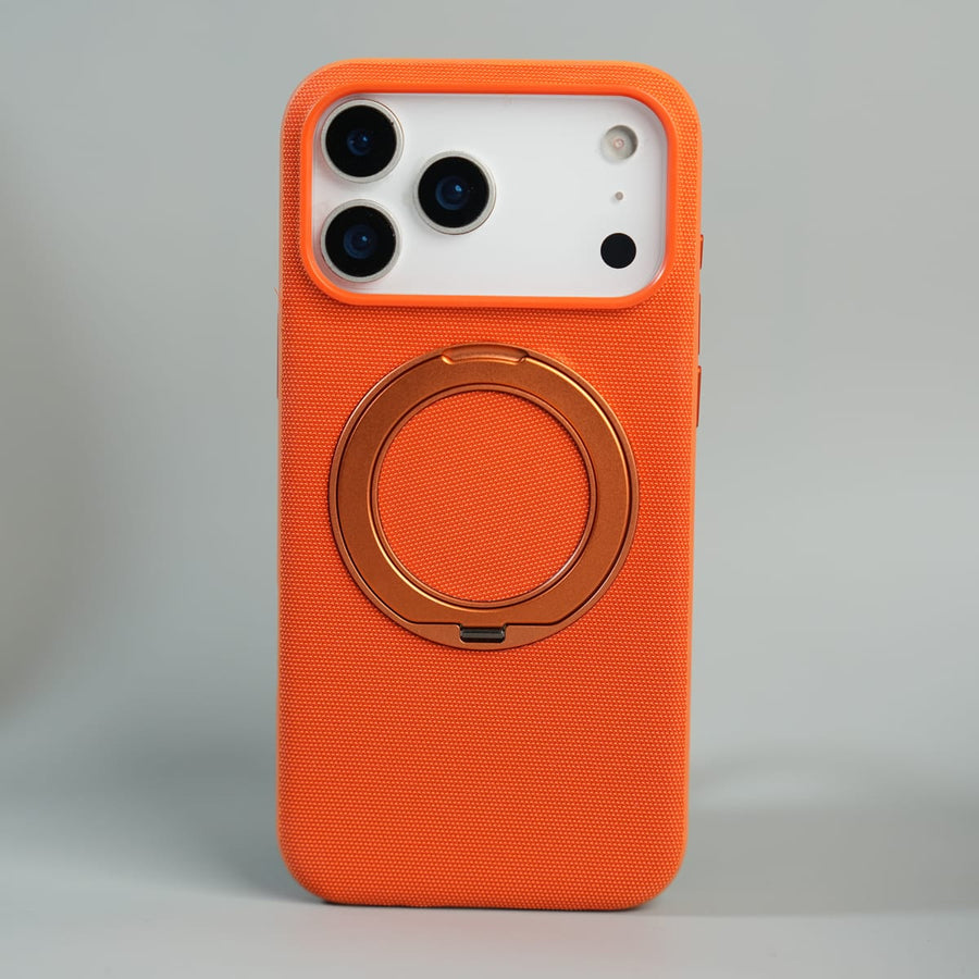 FRATO iPhone 17 Series 17 Pro Max / Orange iPhone 17 Series Dotted Rotating Metal Stand Case
