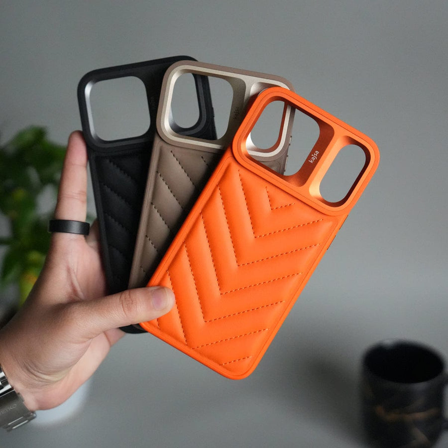 FRATO iPhone 17 Series iPhone 17 Pro Max PUFF Leather Metallic Camera Frame Case Cover