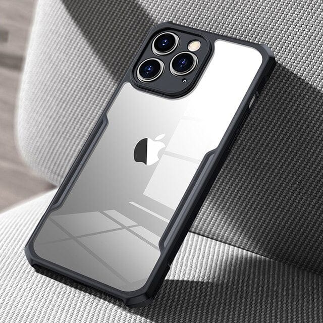 FRATO luxury Case iPhone 15 Series Shockproof Airbags Bumper Transparent Back Case Cover (Black)