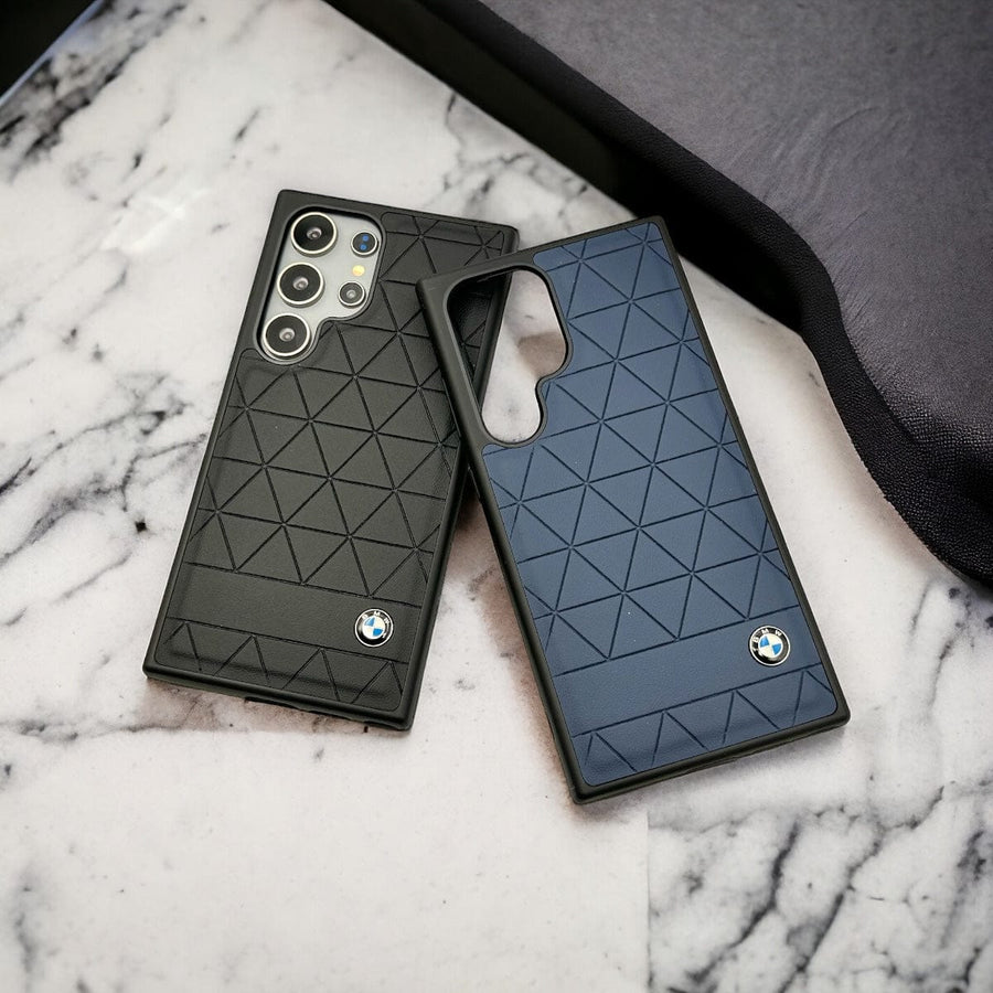 FRATO Samsung S24U Samsung Galaxy S24 Ultra Traingular Pattern PU Leather Sports Car Logo Case Cover