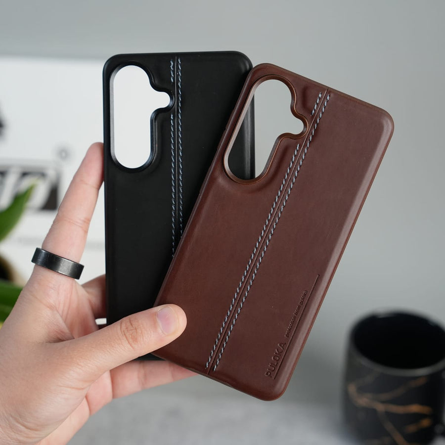 FRATO Samsung S26 Galaxy S26 Leather Case | Classic Middle Stitched PU Back Cover