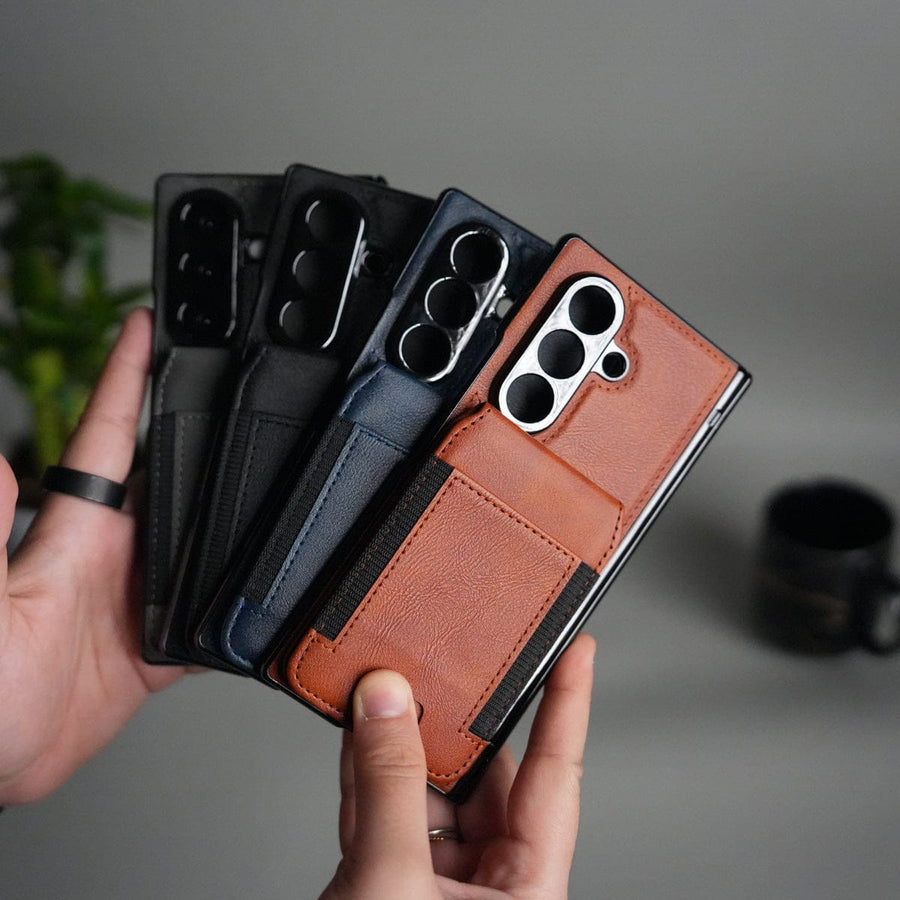 FRATO Samsung Z Fold 7 Glass Galaxy Z Fold 7 Magnetic PU Leather Flip Kickstand Credit Wallet Card Holder Slots Covers