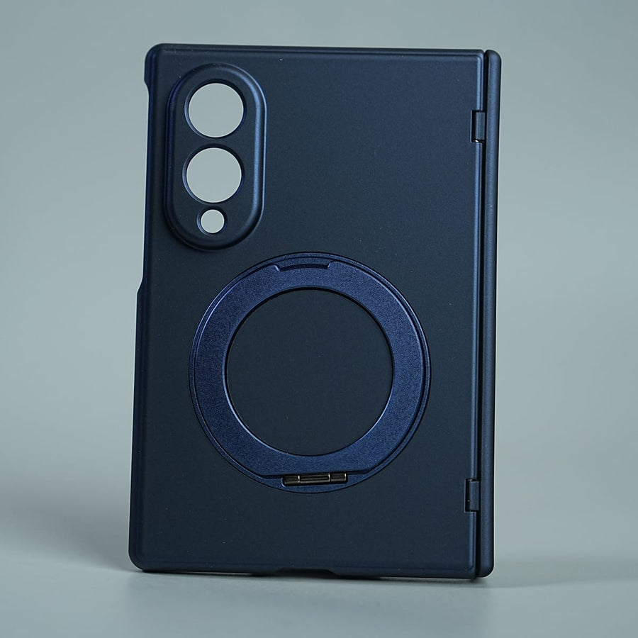 FRATO Z Fold 8 Series Blue Matte Ring Stand Case For Galaxy Z Fold 8 | Built-in Screen Protector & Full Hinge Protection