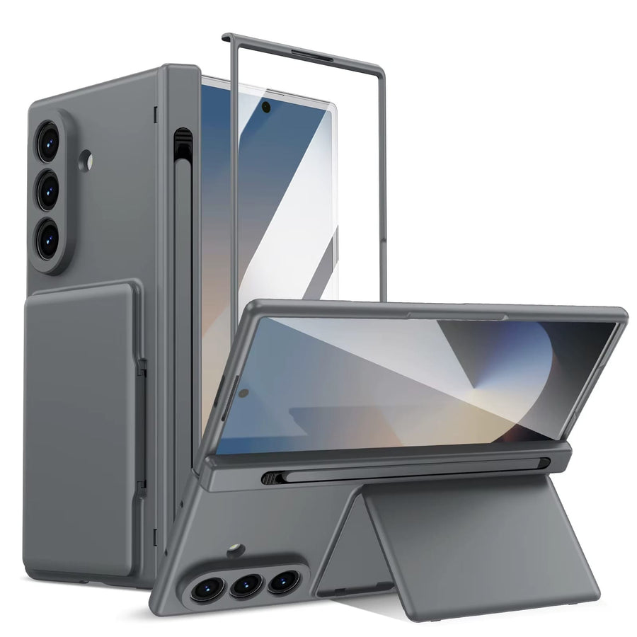 FRATO Z Fold 8 Series Gray Premium Silk Matte Case for Samsung Galaxy Z Fold 8 Ultra | Built-In Card Holder & Hinge Protection