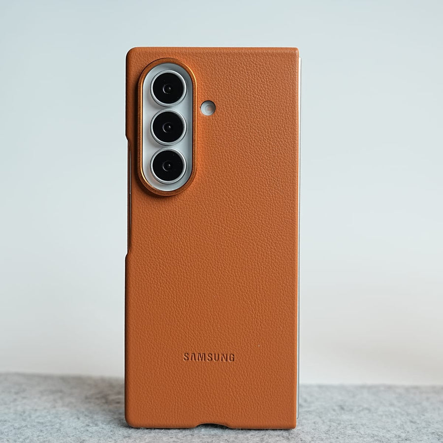 FRATO Z Fold 8 Series Orange Premium Leather Texture Protective Case For Galaxy Z Fold 8 Ultra | Front Frame & Raised Camera Frame