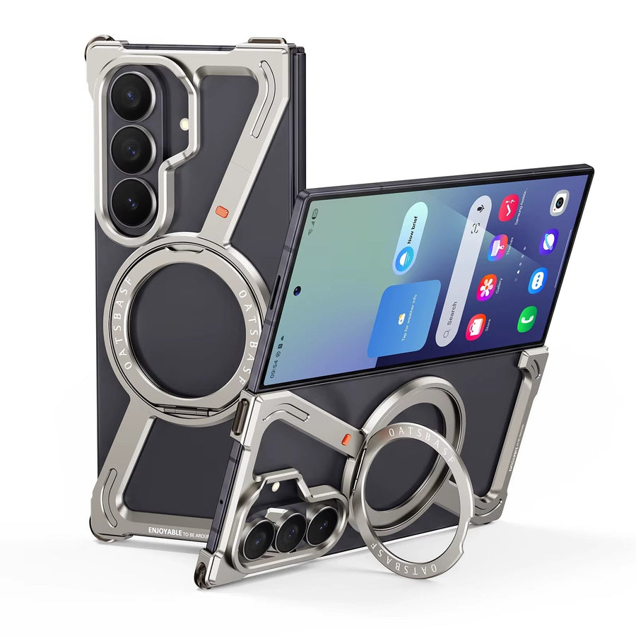 FRATO Z Fold 8 Series Titanium Z Shape Aluminium Metal Rotating Kickstand Case for Samsung Galaxy Z Fold 8 Ultra