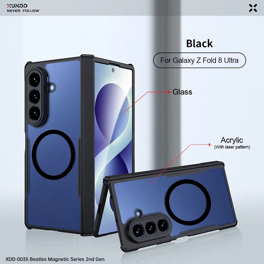 FRATO Z Fold 8 Series Transparent Back Case for Galaxy Fold 8 Ultra Magsafe Shockproof Airbags Bumper