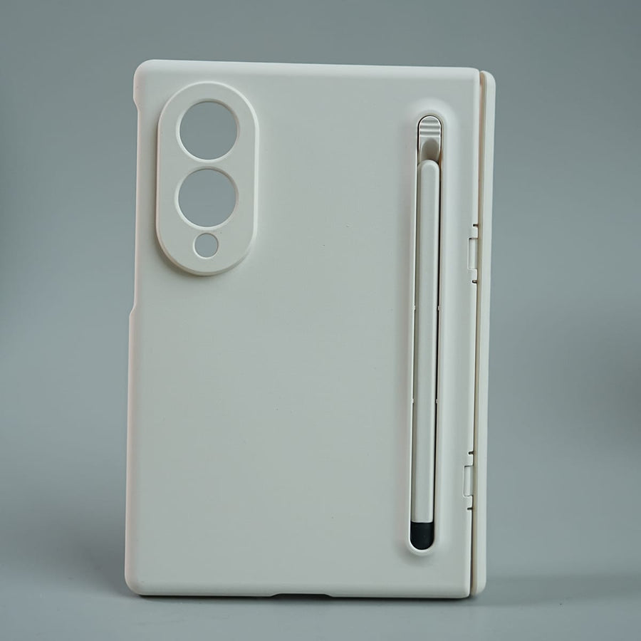FRATO Z Fold 8 Series White Matte Finish Case with Built-in Screen Protector For Samsung Galaxy Z Fold 8 | Full Hinge Protection & S Pen Holder