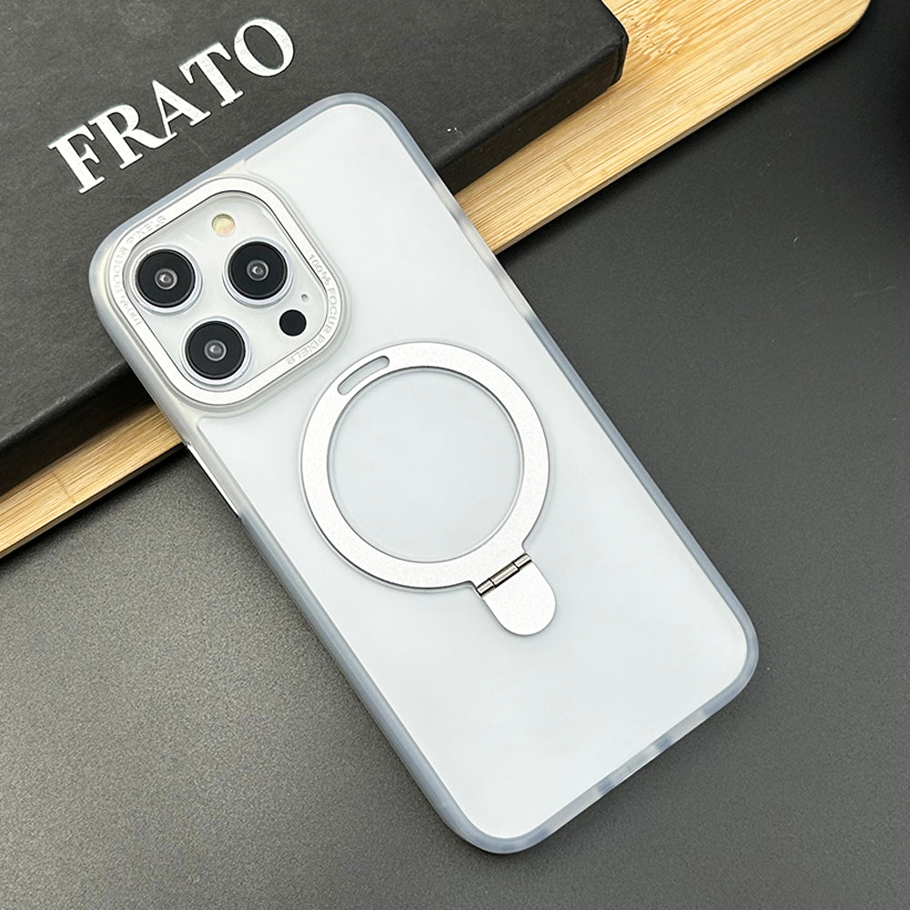 iPhone 16 Series Luxury Frosted Matte Finish With Magnetic Stand Holder Case Cover