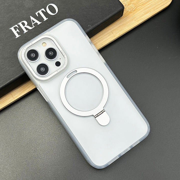 iPhone 16 Series Luxury Frosted Matte Finish With Magnetic Stand Holder Case Cover
