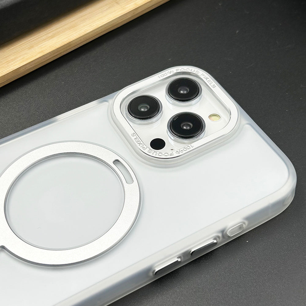 iPhone 16 Series Luxury Frosted Matte Finish With Magnetic Stand Holder Case Cover