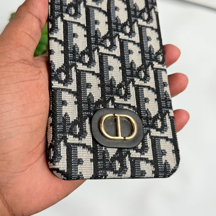 iPhone Luxury Brand CD Embroidery Case Cover (Black)