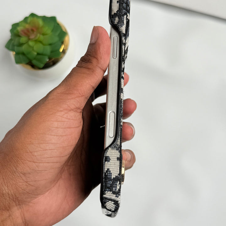 iPhone Luxury Brand CD Embroidery Case Cover (Black)