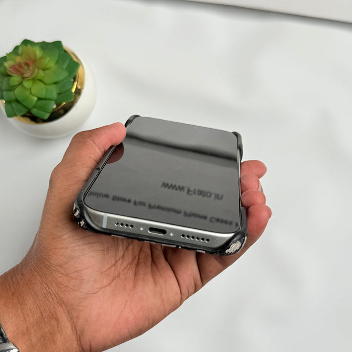 iPhone Luxury Brand CD Embroidery Case Cover (Black)