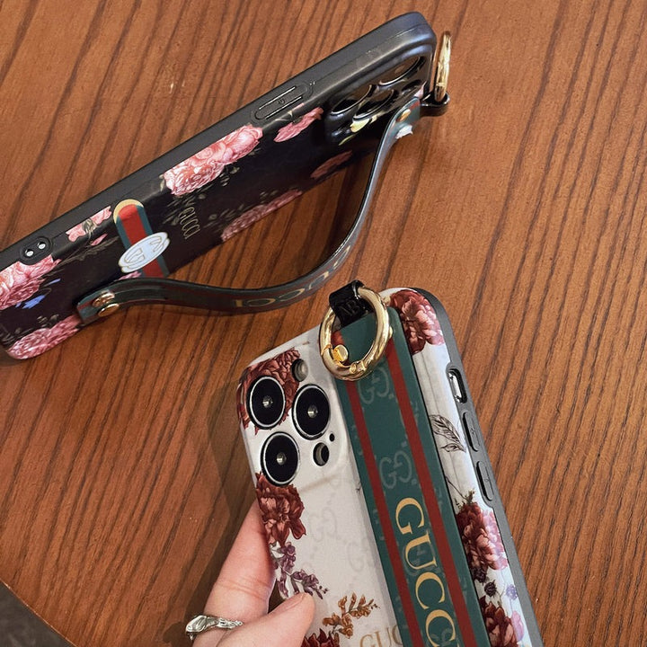 iPhone Luxury Brand Green GG Strap Holder Case Cover