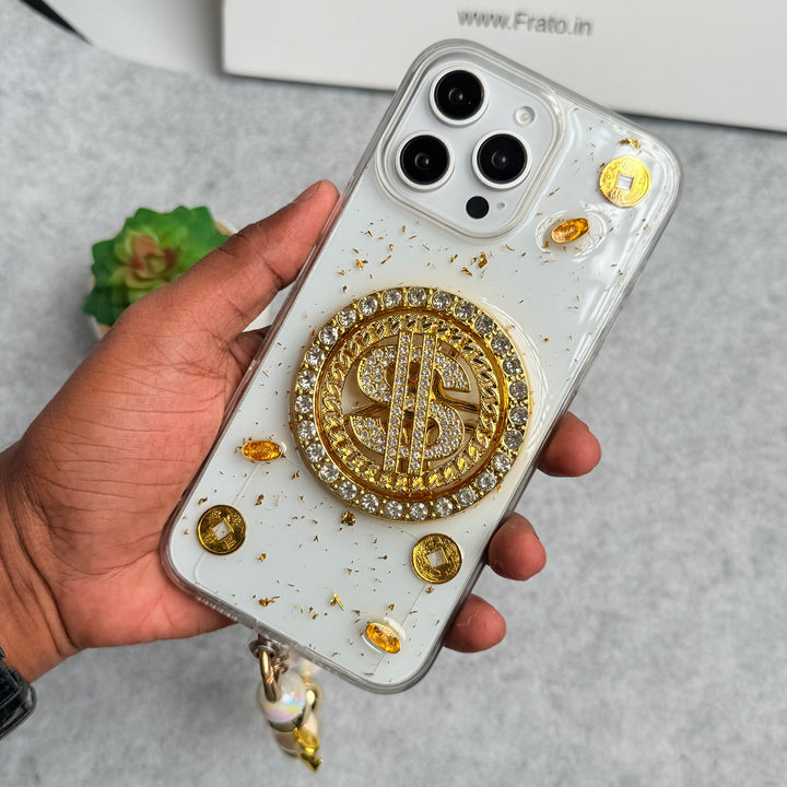 iPhone Premium Rotation Dollar Bracelet Wristband Chain Phone Case Cover