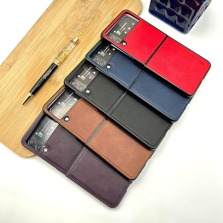 FRATO Flip 4 Collection Samsung Z Flip 4 PU Leather Stitch Design Case Cover