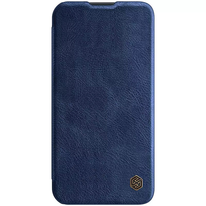 iPhone 13 Camera Protection QIN Leather Flip Case Blue