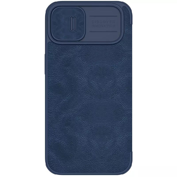 iPhone 13 Camera Protection QIN Leather Flip Case Blue