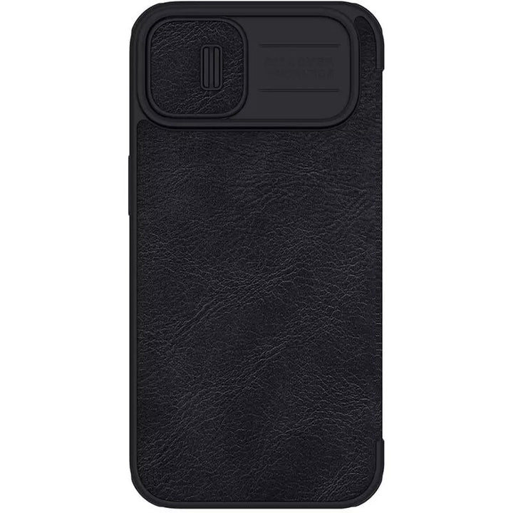 iPhone 14 Plus Camera Protection QIN Leather Flip Case Black