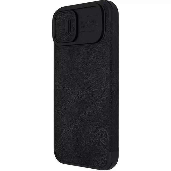 iPhone 14 Plus Camera Protection QIN Leather Flip Case Black
