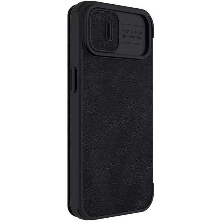 iPhone 14 Plus Camera Protection QIN Leather Flip Case Black