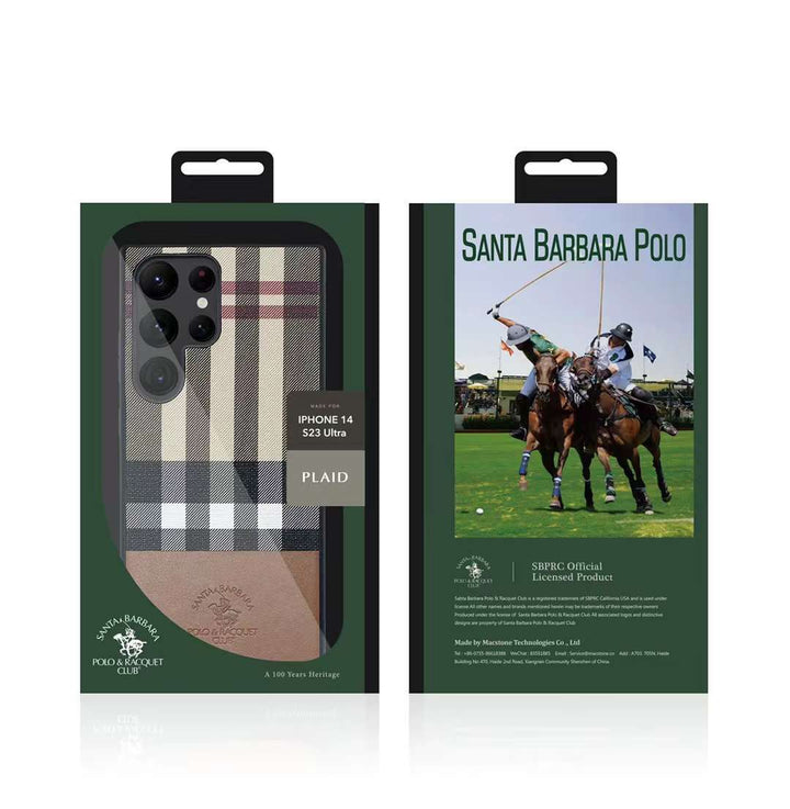 Samsung S22 Ultra Santa Barbara Polo PLAID Premium Leather Case