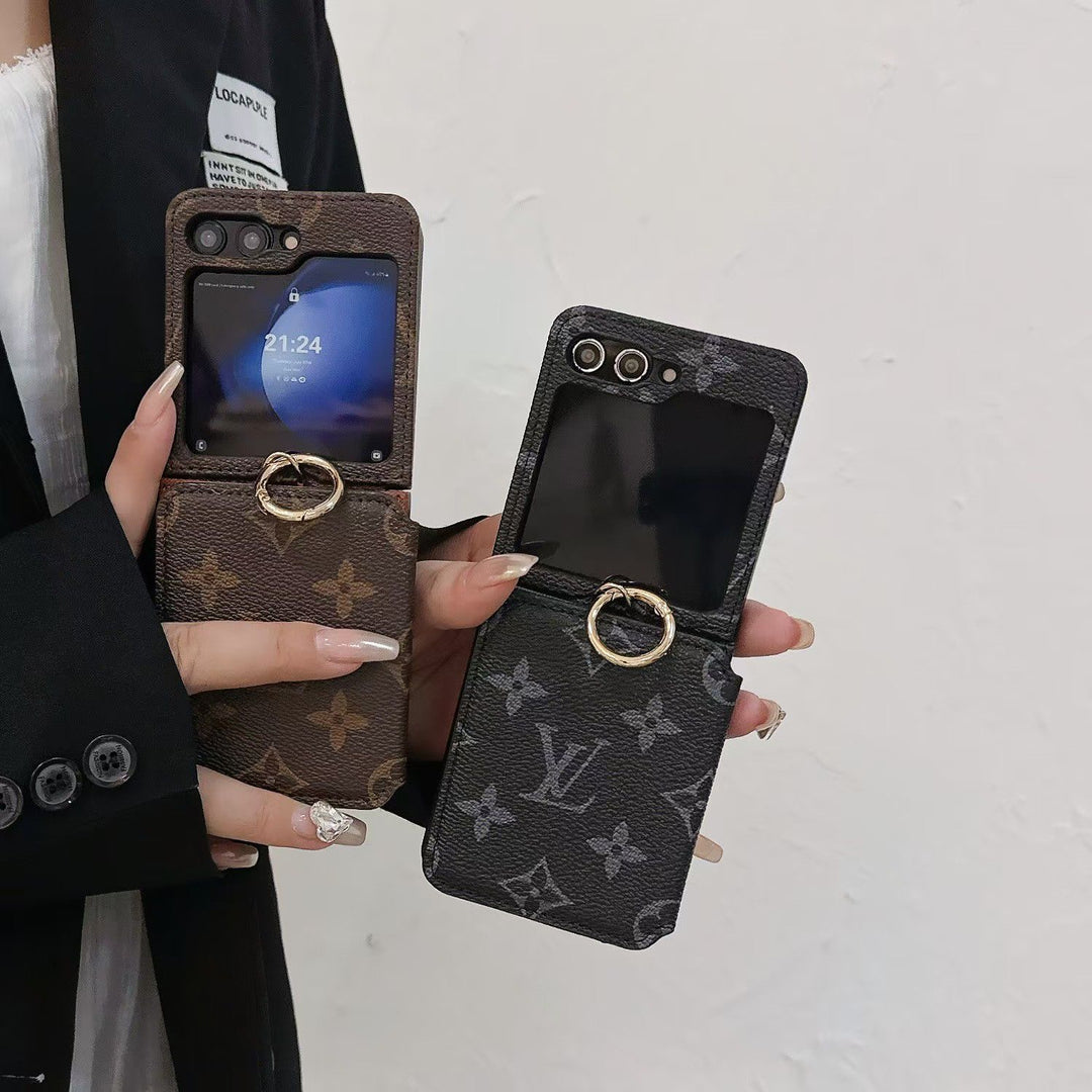 Samsung Galaxy Z Flip 5 Luxury Brand Leather Card Holder Case Cover