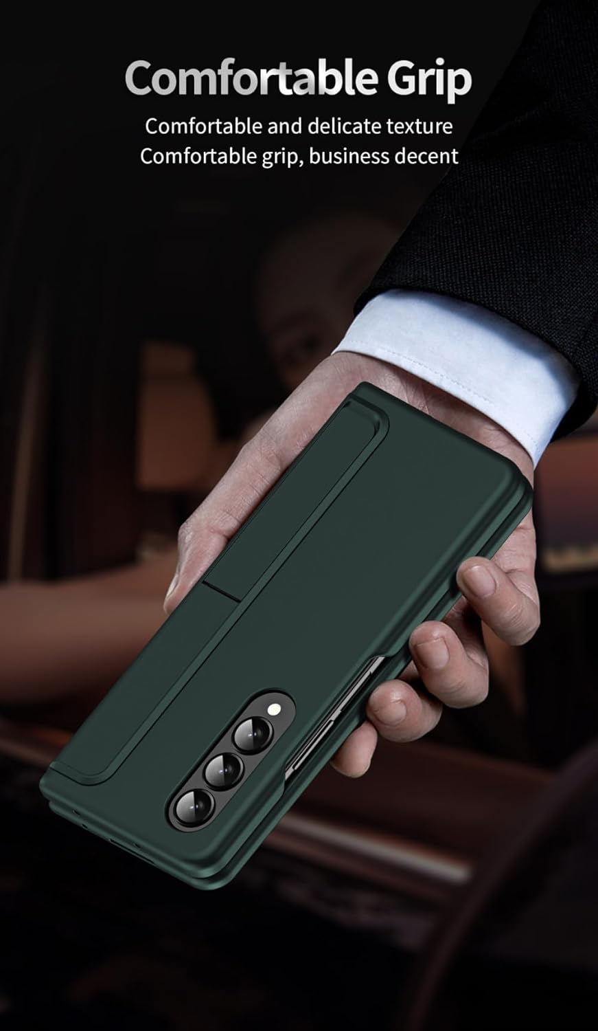 Samsung Galaxy Z Fold 4 Matte Finish Detachable Pen Holder Kickstand Case Cover