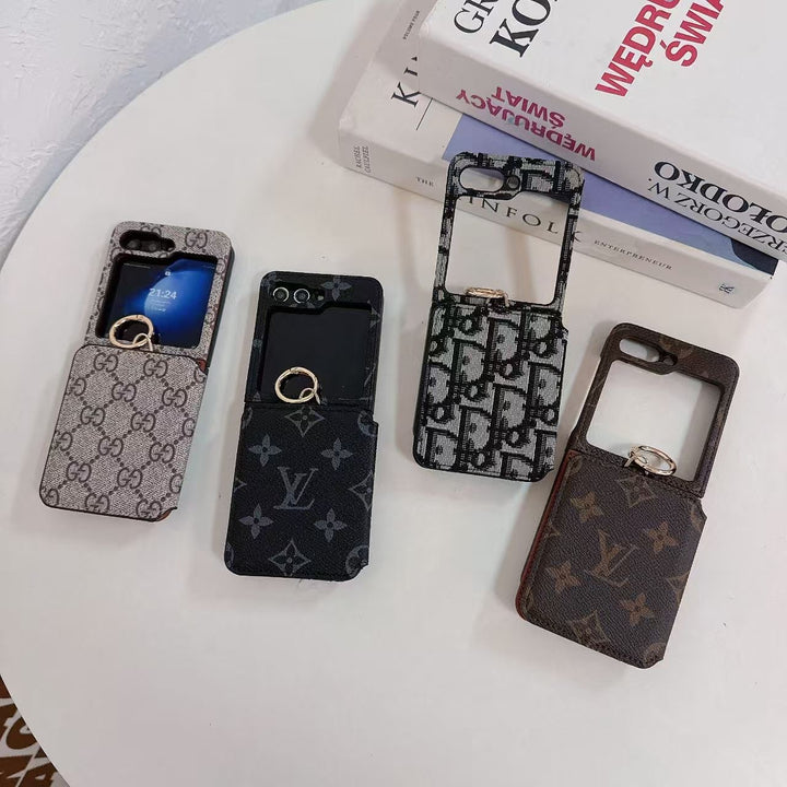 Samsung Galaxy Z Flip 5 Luxury Brand Leather Card Holder Case Cover