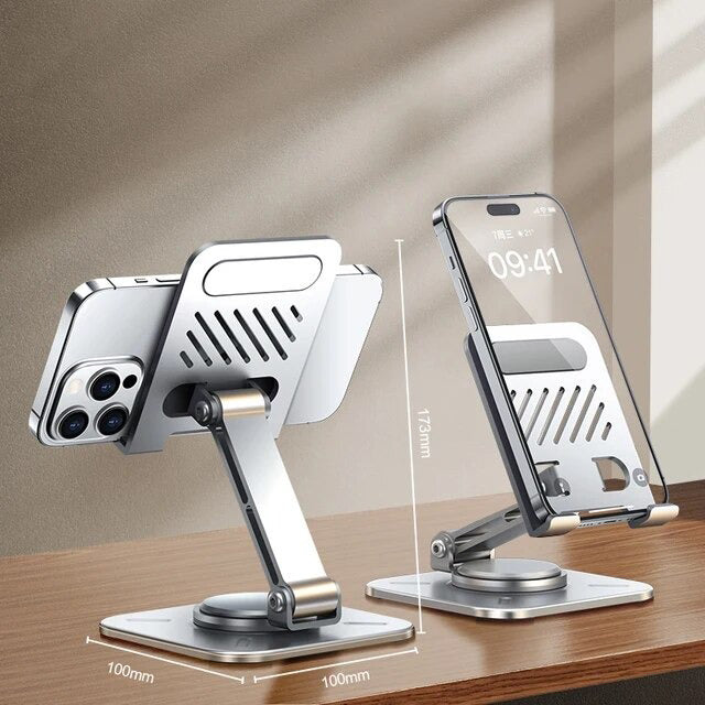 Aluminum Alloy 360° Rotating Adjustable Folding Mobile Phone Stand Holder (Silver)