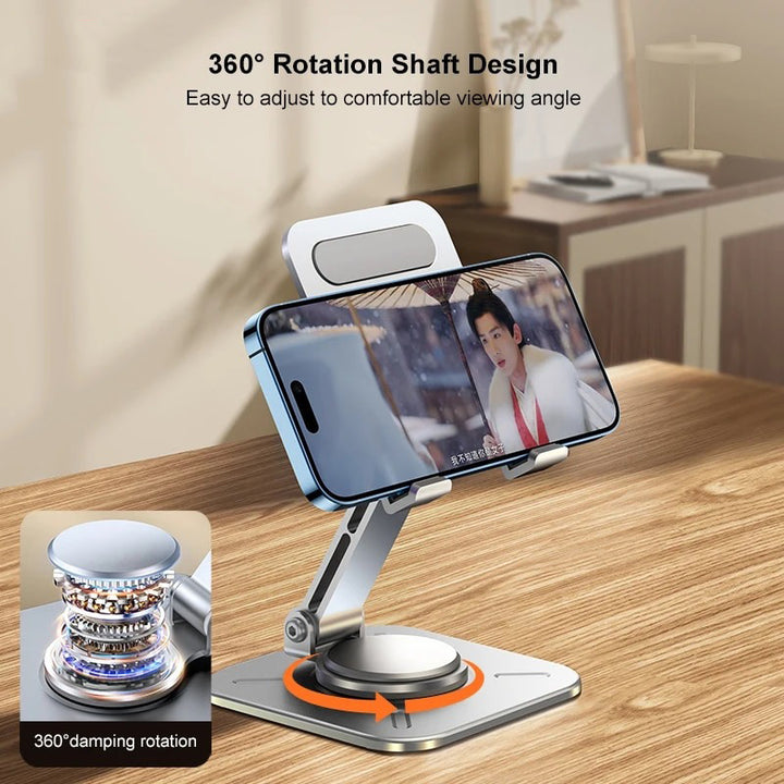 Aluminum Alloy 360° Rotating Adjustable Folding Mobile Phone Stand Holder (Silver)