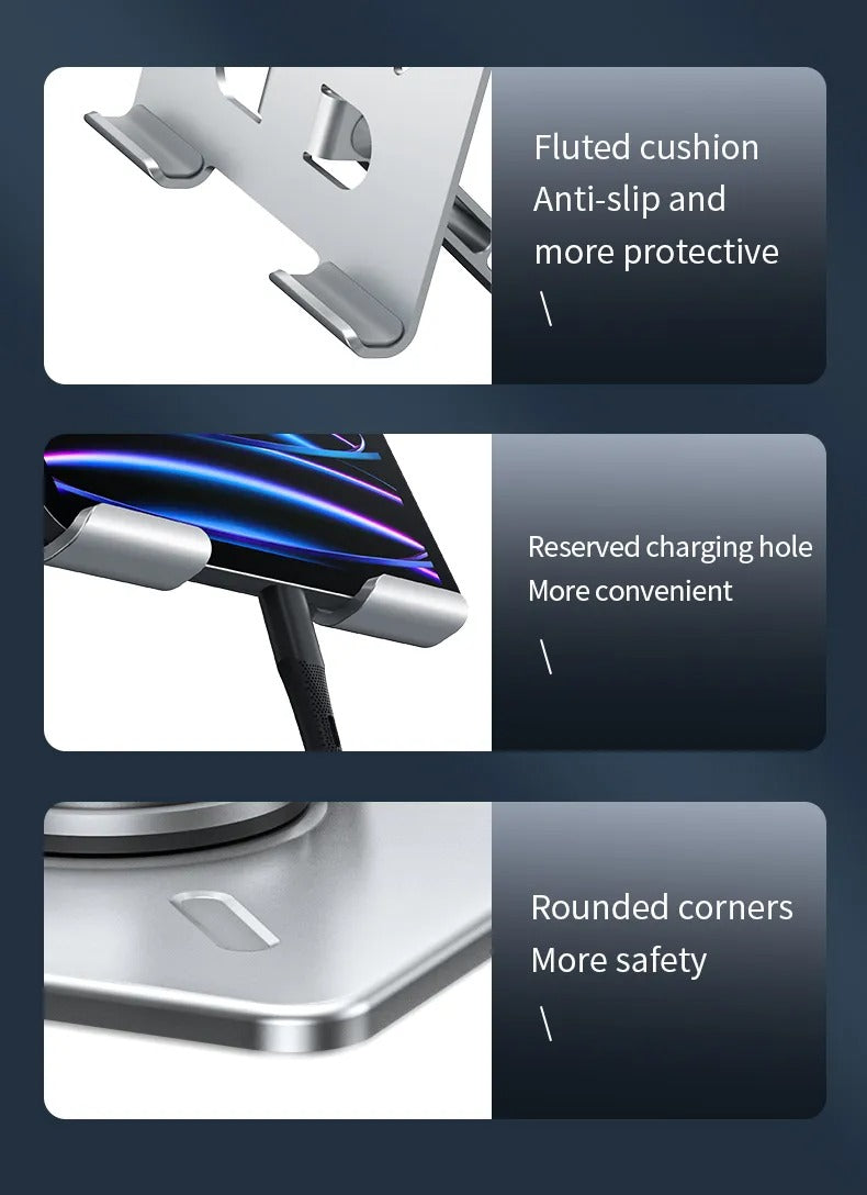 Aluminum Alloy 360° Rotating Adjustable Folding Mobile Phone Stand Holder (Silver)