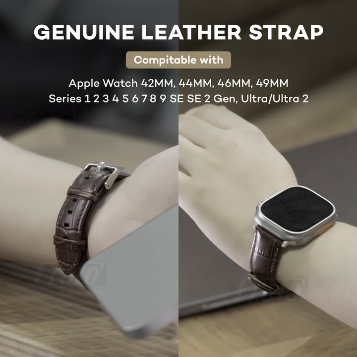 Apple Watch Genuine Brown Leather Strap 42MM / 44MM / 46MM / 49MM