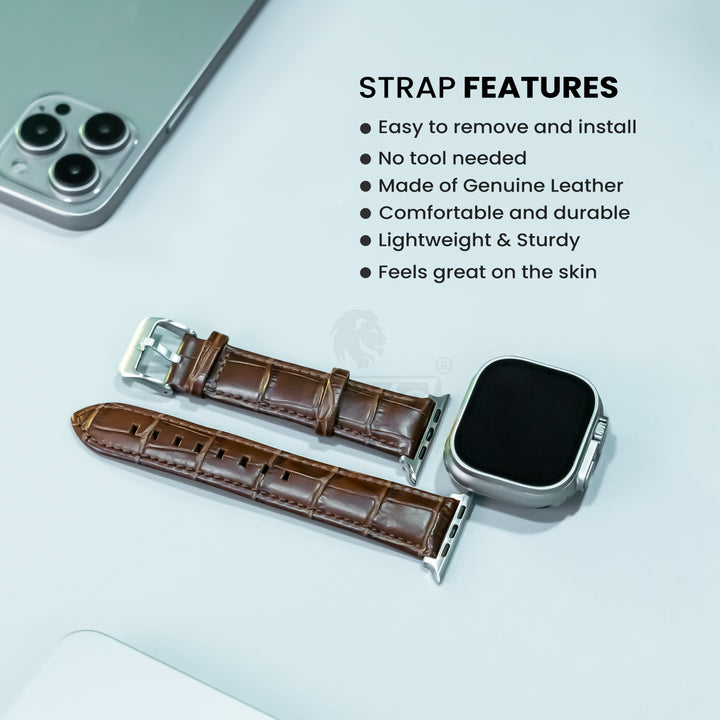 Apple Watch Genuine Brown Leather Strap 42MM / 44MM / 46MM / 49MM
