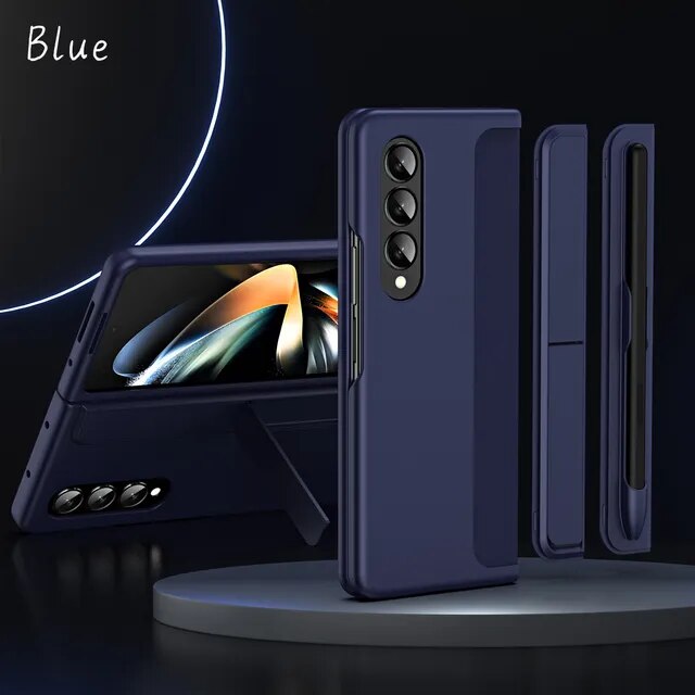 Samsung Galaxy Z Fold 4 Matte Finish Detachable Pen Holder Kickstand Case Cover