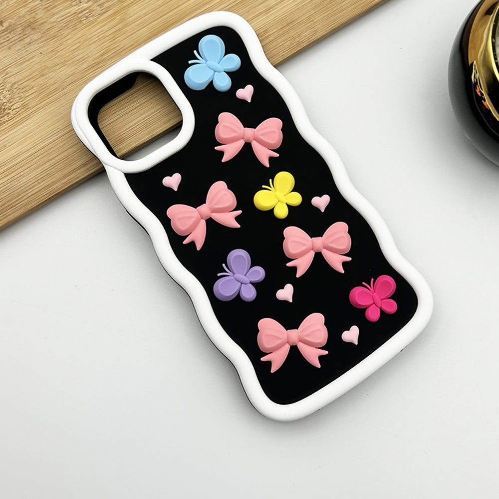 iPhone 3D Cute Colorful Bow Design Silicone Case Cover